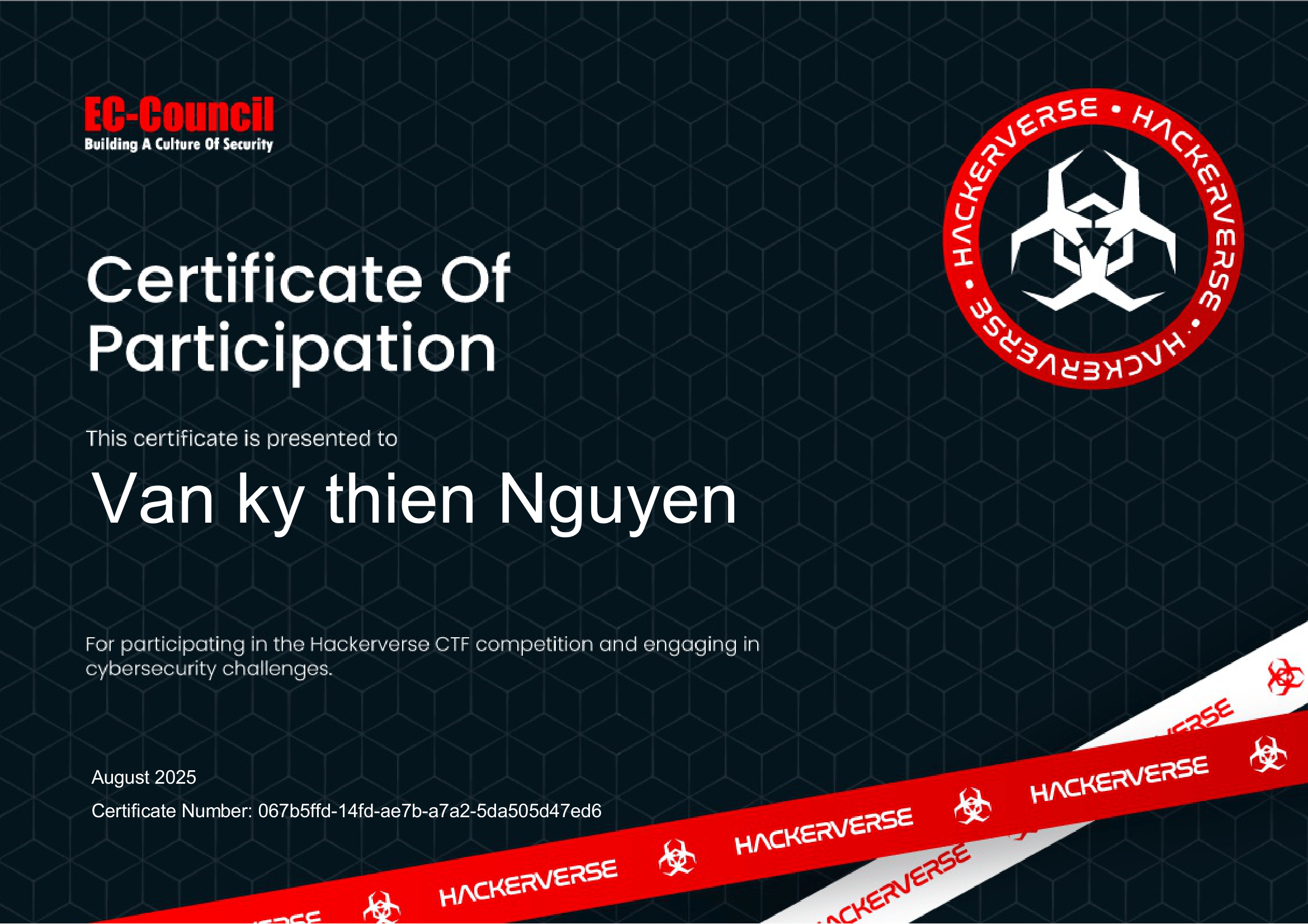 EC-Council CTF certificate of participation