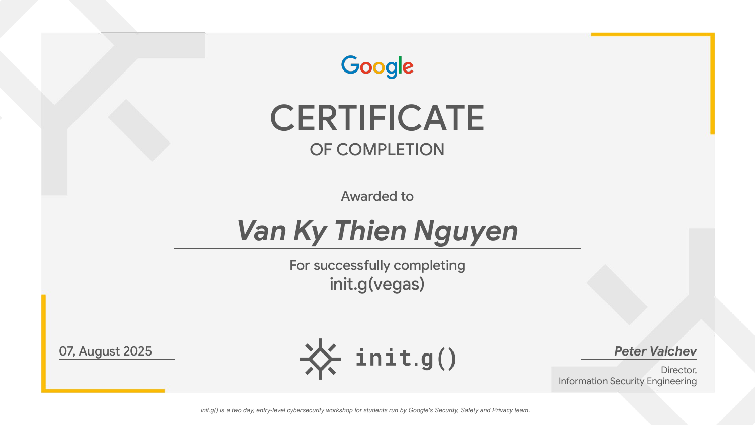 init.g certificate of completion
