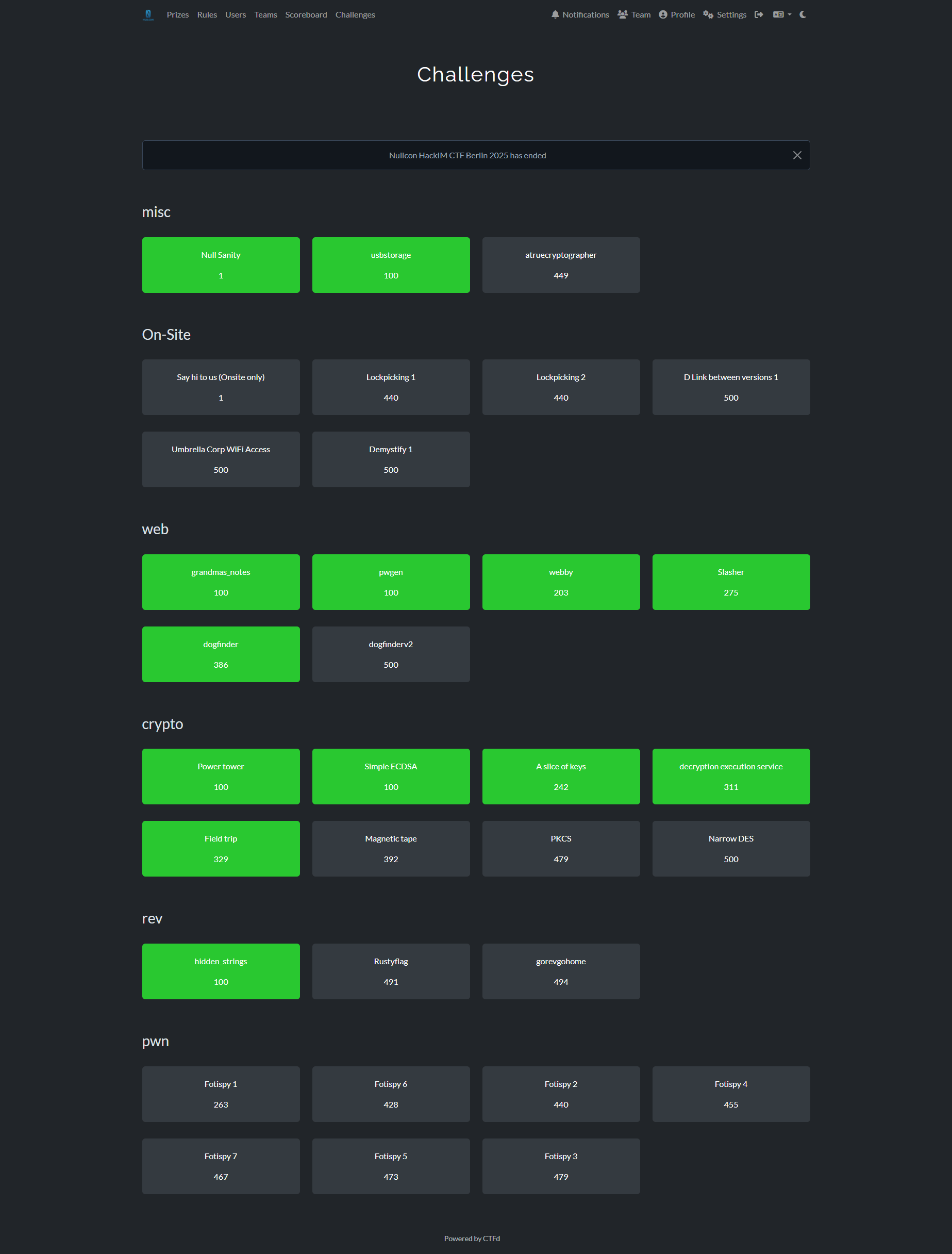 Nullcon 2025 challenge board